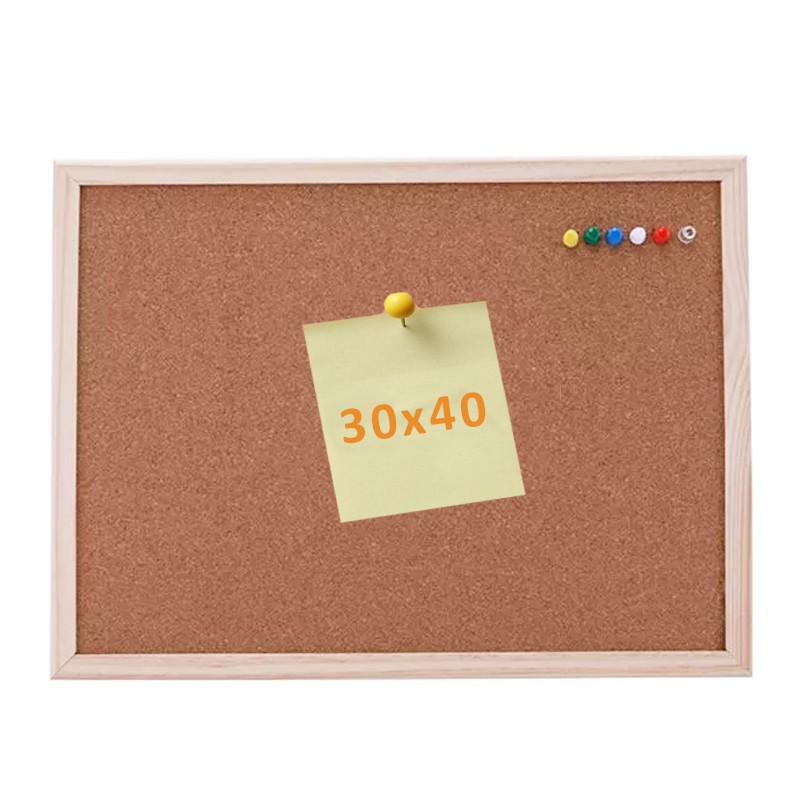 Panou din pluta 30x40cm, sistem prindere pe perete, rama lemn, 5 ace colorate - imagine 7